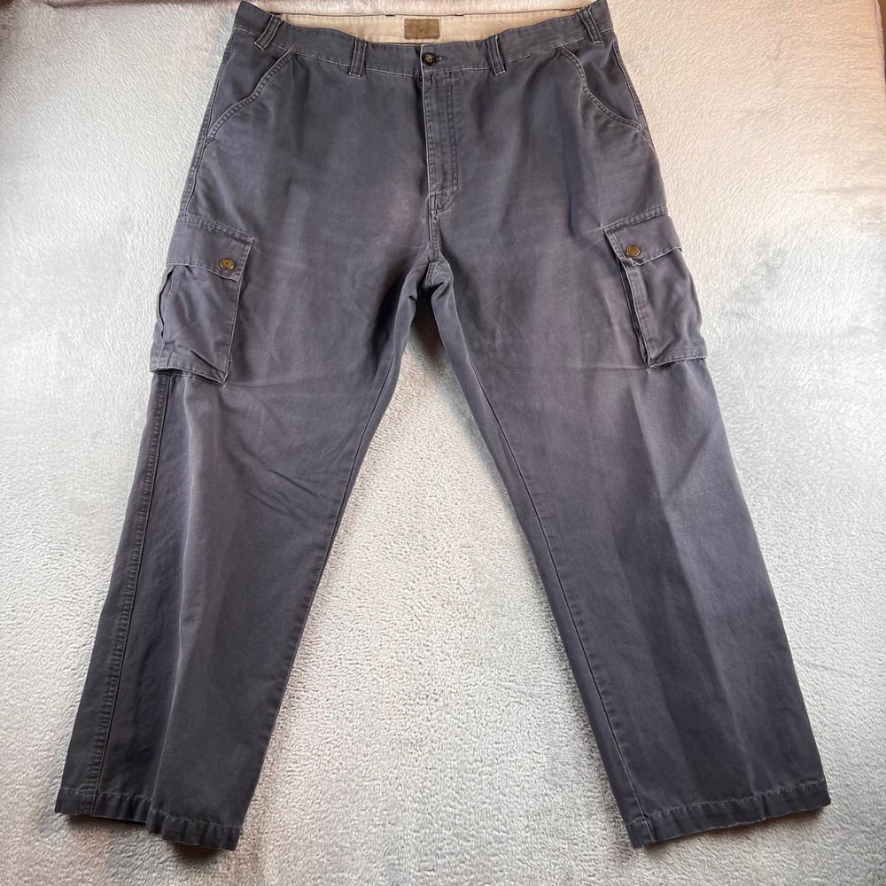 VTG JC Penny Canvas Cargo Pants Mens Gray 40x32 fits 40x30 Straight Leg Work